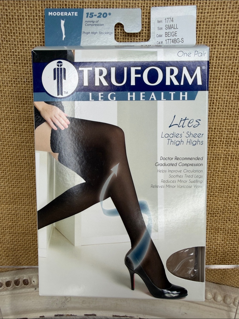 TRUFORM Lites Beige Sheer Thigh Highs - Ladies' Moderate Compression